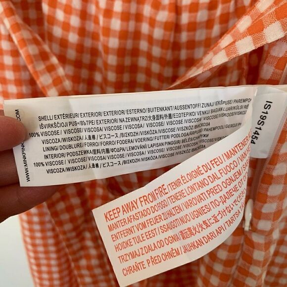 MINKPINK orange gingham picnic smocked strapless wide leg jumpsuit - Picture 8 of 11